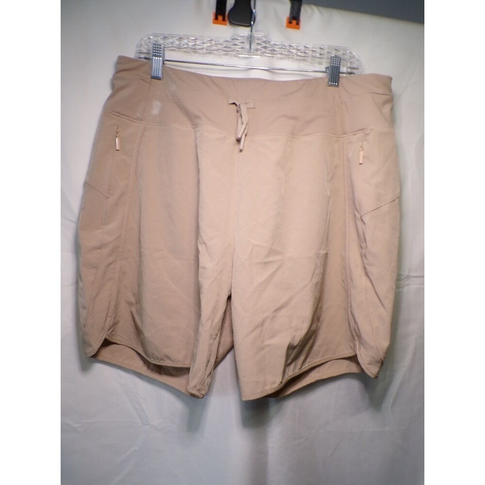 Willit Women's XL Beige Athletic Shorts Hiking Utility Zip Pockets